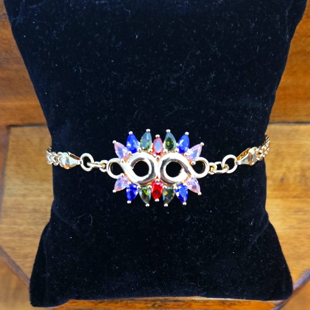 Gold Plated Mardi Gras Mask Mesh Bracelet
